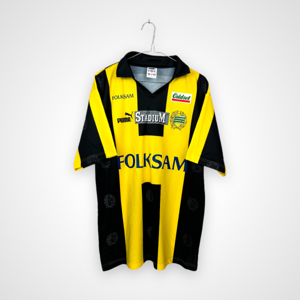 Koszulka piłkarska Hammarby, 1995 Away, stan bardzo dobry - delikatnie uszkodzony nadruk sponsora na plecach.