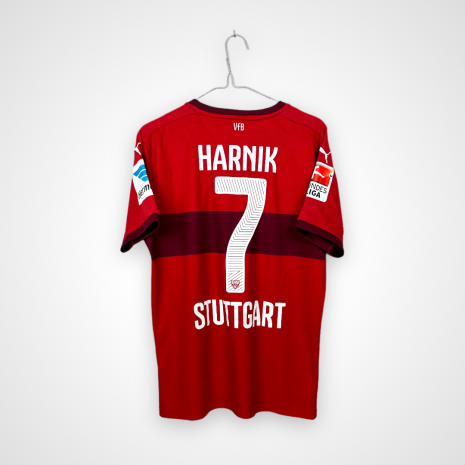 VFB Stuttgart football shirt, 2015/16 Away, good condition - quite a few micro pulls, slightly damaged league emblems on sleeves.