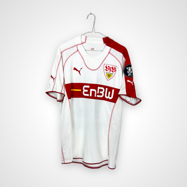 Koszulka piłkarska VFB Stuttgart, 2005/06 Home, stan dobry - sporo mikro zaciągnięć, drobne zabrudzenia na rękawku.- widok z tyłu