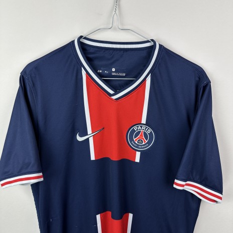 IMG_5168 PSG football jersey, 2020/21 Home, poor condition - lots of pulls on the front of the jersey.- close-up of the front