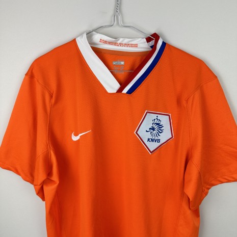 IMG_7017 Fußballtrikot Niederlande, 2008/09 Home, ausgezeichneter Zustand - Nahaufnahme der Vorderseite