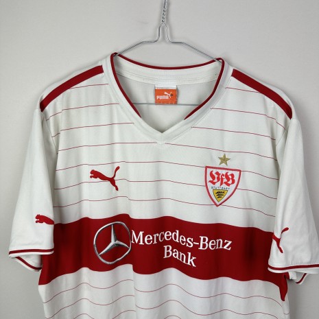 IMG_8172 VFB Stuttgart football jersey, 2013/14 Home, satisfactory condition - damaged sponsor print and on the neck, in addition the jersey has lost its original colour and has