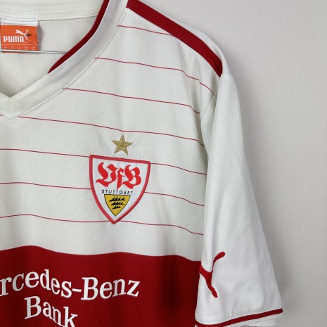 IMG_8173 VFB Stuttgart football jersey, 2013/14 Home, satisfactory condition - damaged sponsor print and on the neck, in addition the jersey has lost its original colour and has