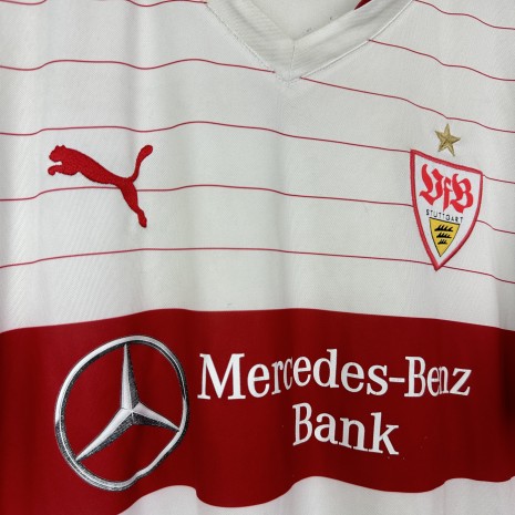 IMG_8174 VFB Stuttgart football jersey, 2013/14 Home, satisfactory condition - damaged sponsor print and on the neck, in addition the jersey has lost its original colour and has