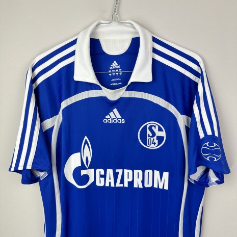 IMG_8807 Schalke 04 Fußballtrikot, 2007/08 Home, sehr guter Zustand - Nahaufnahme der Vorderseite