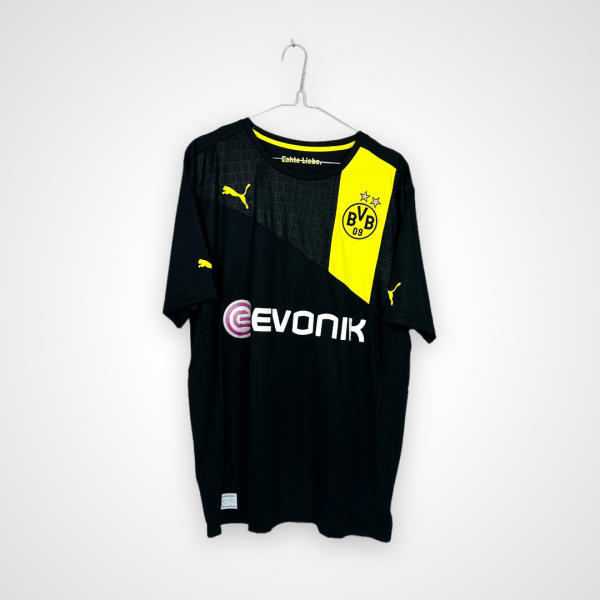 Borussia Dortmund Fußballtrikot, 2012/13 Auswärts, guter Zustand - beschädigte Nummer und Name auf dem Rücken - Rückansicht