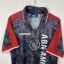 Koszulka piłkarska AFC Ajax, 1996/97 Away, stan zadowalający - sporo mikro zaciągnięć na powierzchni koszulki, uszkodzona literka 'h' w herbie oraz jedno znaczne