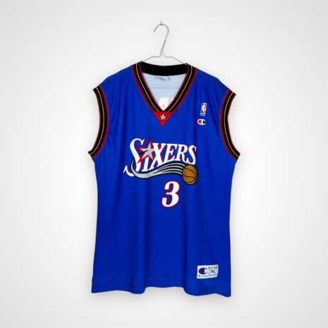 Photoroom_000_20240726_111218 Philadelphia 76'ers Fußballtrikot, Alternate, guter Zustand - es gibt eine ganze Reihe von Mikrostichen auf dem Trikot - Rückansicht