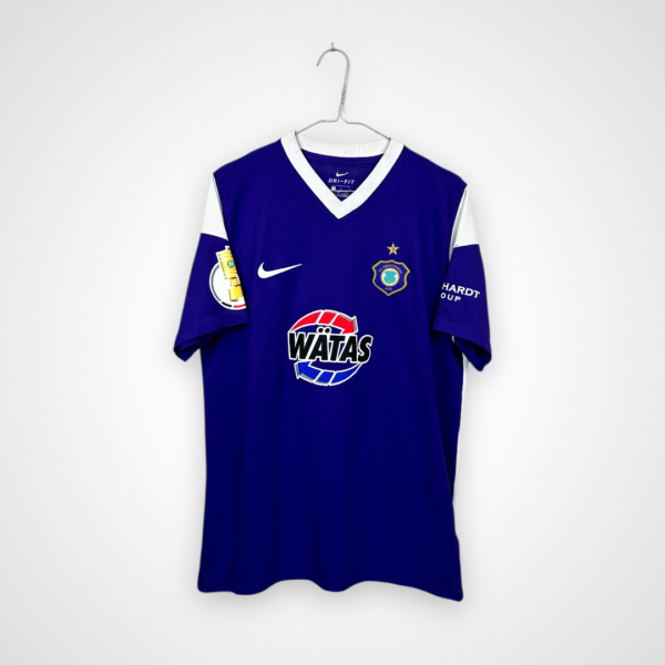 Koszulka piłkarska FC Erzgebirge Aue, 2022/23 Home, stan dobry - zaciągnięcie na rękawku oraz zabrudzony kołnierz- widok z tyłu