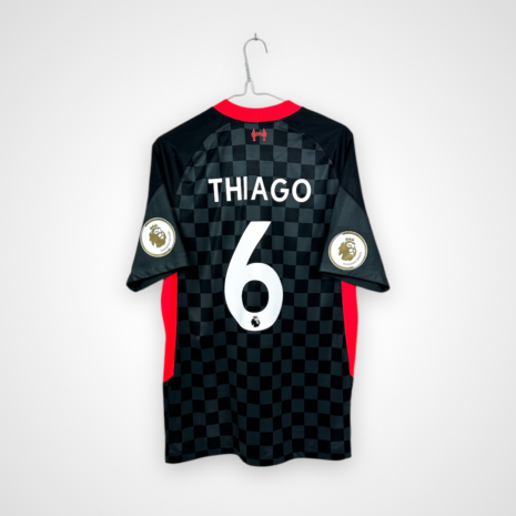 Liverpool FC football shirt, 2020/21 Third, very good condition - league emblems on both sleeves are unevenly placed.