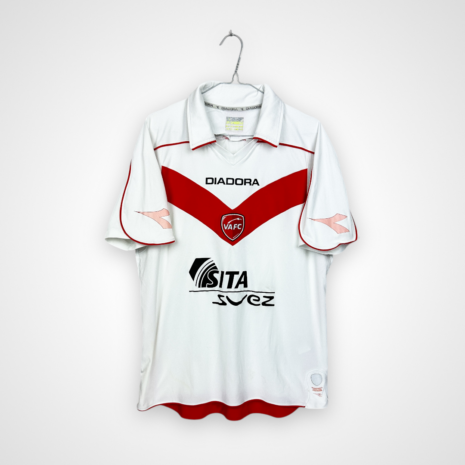 Koszulka piłkarska Valenciennes, 2008/09 Away, stan zadowalający - uszkodzone nadruki na rękawkach oraz z tyłu koszulki, jedna subtelna plama.