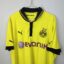 Borussia Dortmund Fußballtrikot, 2012/13 Home, guter Zustand - ein paar Mikrozerrungen und kleinere Verschmutzungen - Nahaufnahme auf der Vorderseite