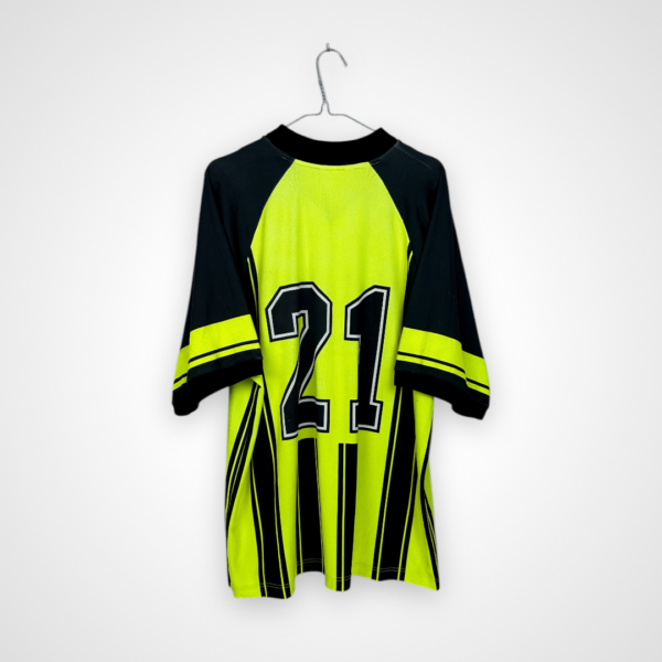 Koszulka piłkarska GKS Katowice, 1997/98 Home, stan zadowalający - jedno znaczne zaciągnięcie materiału pod kołnierzem na froncie oraz gdzieniegdzie występujące