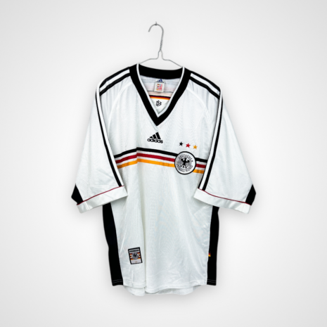 Koszulka piłkarska Niemcy, 1998/00 Home, stan bardzo dobry - nieznacznie zżółknięty kołnierzyk na karku.