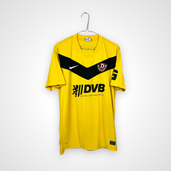 Dynamo Dresden football jersey, 2011/12 Home, good condition - threads sticking out of the seams in places and faded material under the armpit.