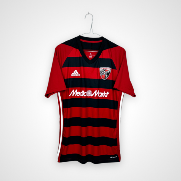 FC Ingolstadt football jersey, 2017/18 Home, good condition - faded fabric in one area and slightly damaged sponsor print.- rear view
