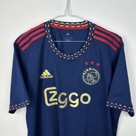 IMG_7056 AFC Ajax football shirt, 2022/23 Away, excellent condition - close-up on front