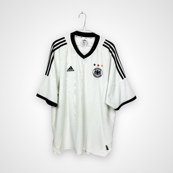 Koszulka piłkarska Niemcy, 2002/04 Home, stan dobry - dwa drobne zaciągnięcia i zabrudzenia.