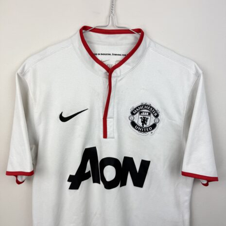 IMG_7112 Manchester United Fußballtrikot, 2012/13 Away, schlechter Zustand - erhebliche Menge an Micro-Pulls und ein paar kleinere Flecken - Rückansicht