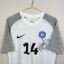 Koszulka piłkarska Estonia, 2021/24 Away, stan zadowalający - zabrudzenia na froncie oraz poszarpany materiał z boku koszulki.- zbliżenie na front