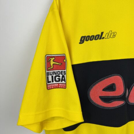 IMG_8561 Borussia Dortmund Fußballtrikot, 2002/03 Home, befriedigender Zustand - ein paar Mikrorisse und Flecken und ein beschädigtes Wappen - siehe extra 5