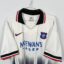 Rangers FC Fußballtrikot, 1997/98 Away, sehr guter Zustand - zwei Mikrorisse auf dem Rücken und leichte Verschmutzung auf der Vorderseite - Nahaufnahme der Vorderseite