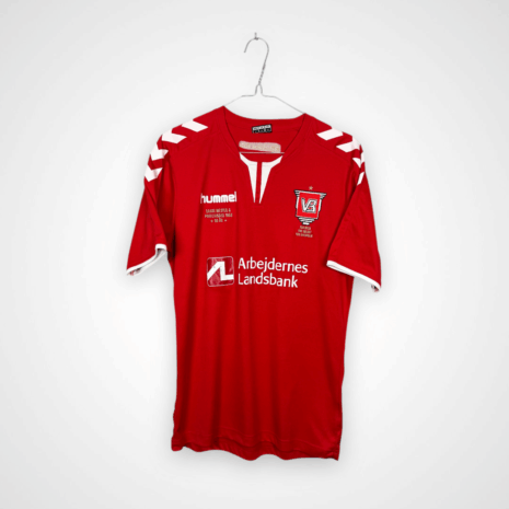 Koszulka piłkarska Velje BK, 2020/21 Home, stan słaby - mocno uszkodzone nadruki sponsorów.