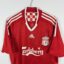 Liverpool FC Fußballtrikot, 2008/10 Home, befriedigender Zustand - zerrissener Kragen, ein paar Micro-Pulls und eine leicht eingerissene Nummer auf dem Rücken.-.