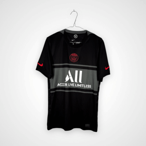 Koszulka piłkarska PSG, 2021/22 Third, stan dobry - dwa mikro zaciągnięcia i nieznacznie urwany szew u dołu koszulki.