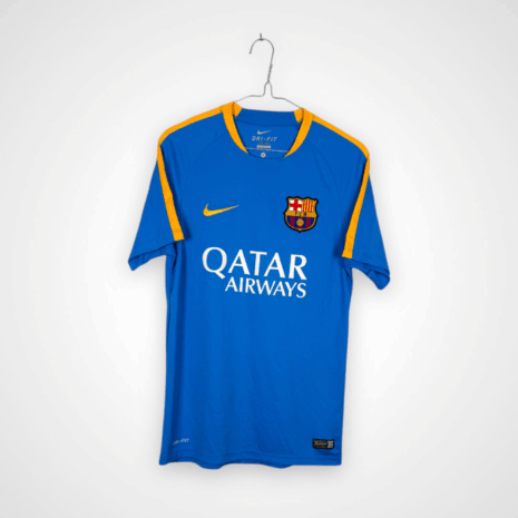 Koszulka piłkarska FC Barcelona, 2015/16, stan zadowalający - znaczna ilość niewielkich zaciągnięć.